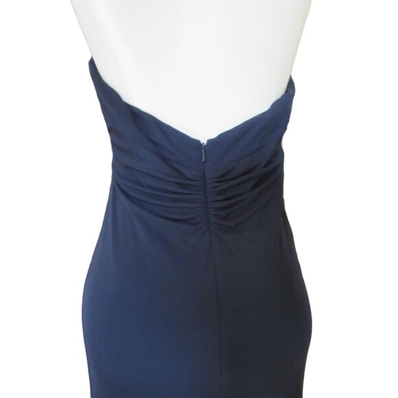 Badgley Mischka Black Rayon Halter Dress w Sheer Clevage & Rhinestones, Size 6 - Picture 6 of 9